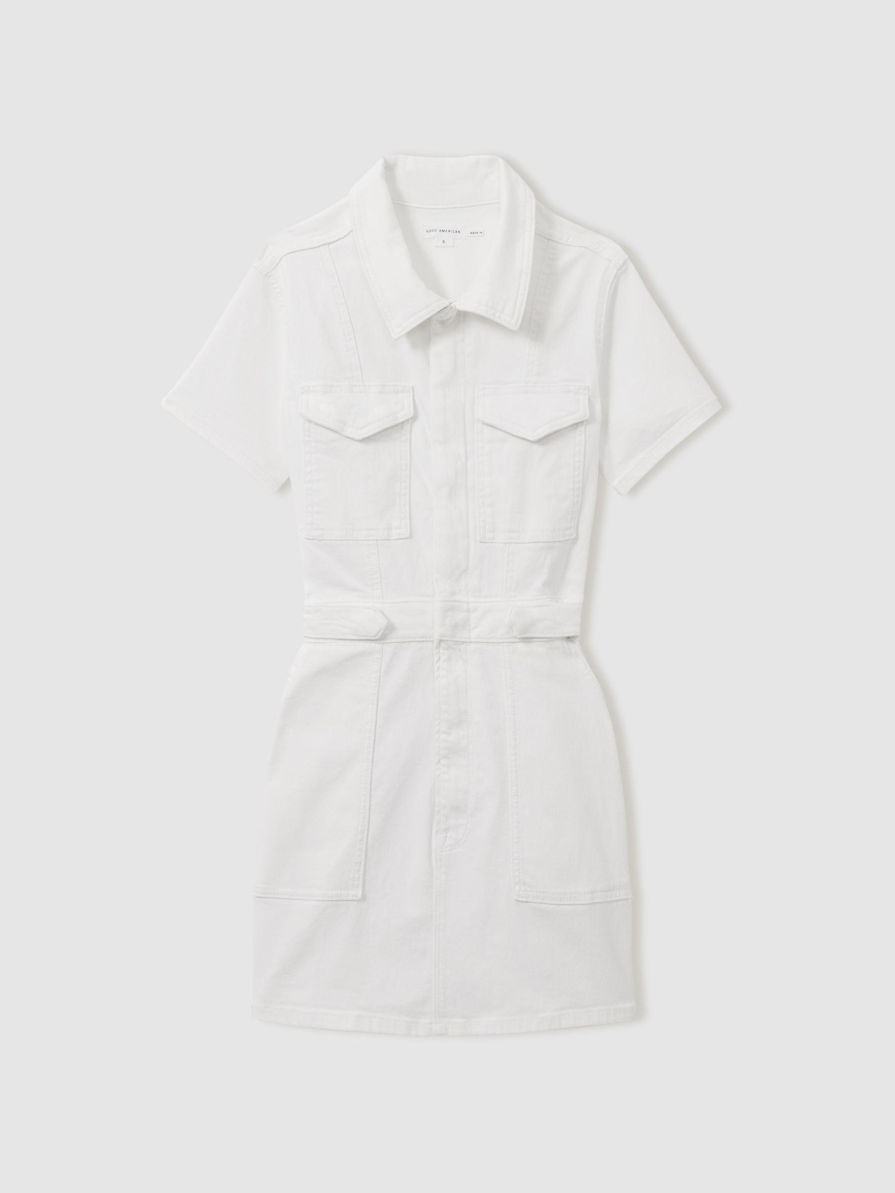 Good American Denim Mini Dress in White Product Image