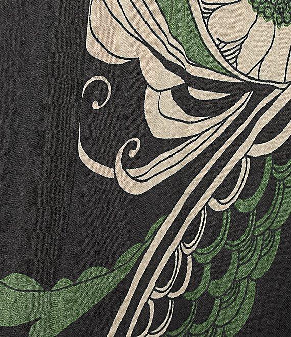 Bryn Walker Coordinating Giardino Print Viscose Satin Elastic Waist Full Length Wide Leg Pants Product Image