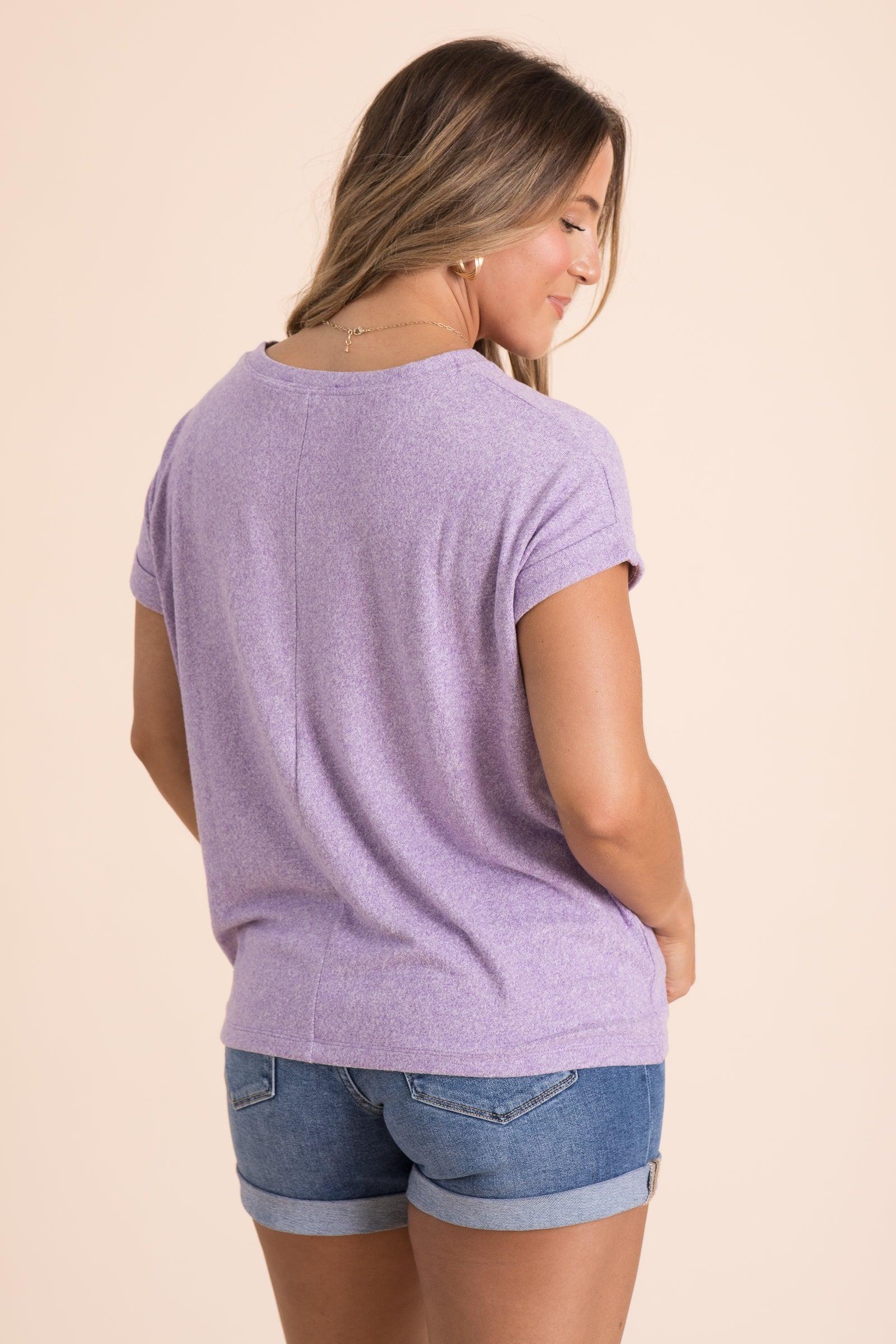 Soft Melange Hacci V-Neck Knit Tee Product Image