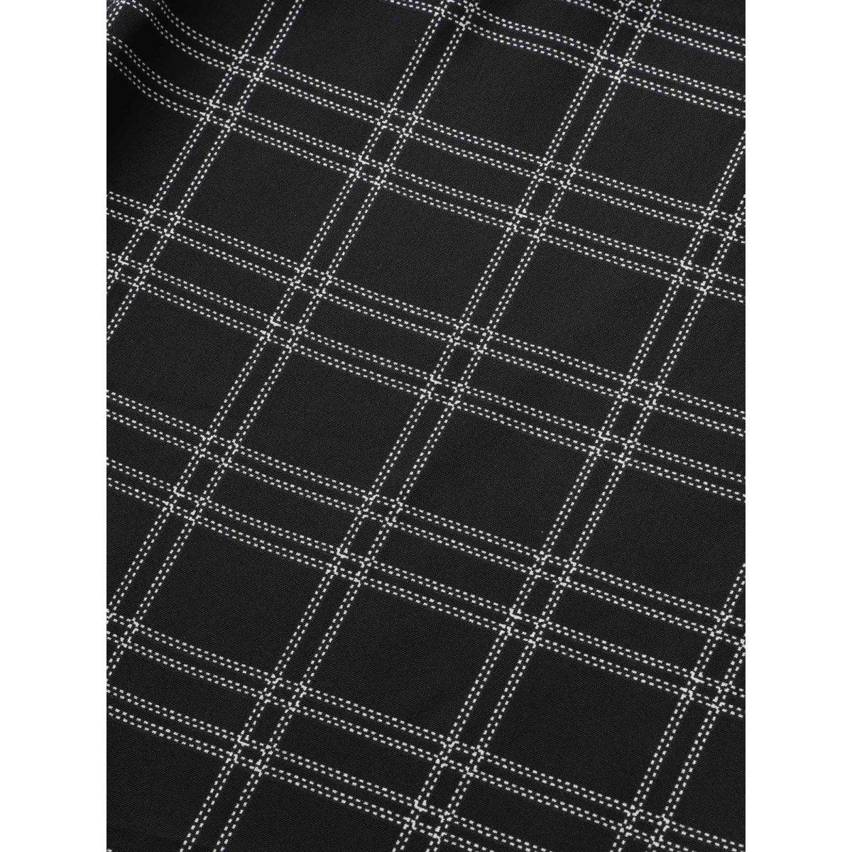 Plus Size Plaid Button Detail Slanted Pocket Wide Leg Pants Women Black At the Office Wide Leg High Rise Work Pants BloomChic 12/L Product Image