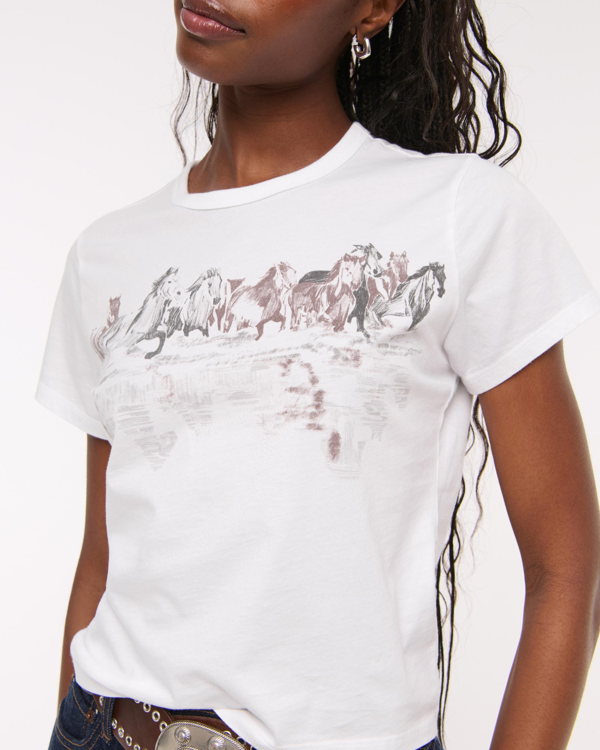 Short-Sleeve Horses Graphic Skimming Tee Product Image