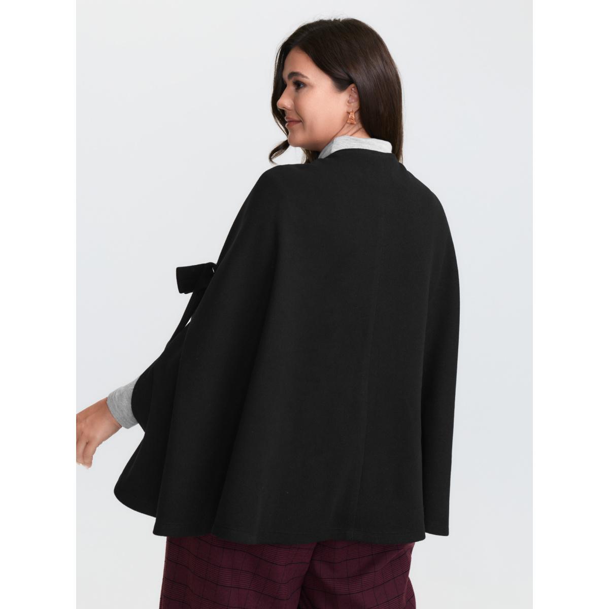 Plus Size Bowknot Cape Style Split Coat Women Black Retro Ladies Elegant Winter Coats BloomChic 12/L Product Image