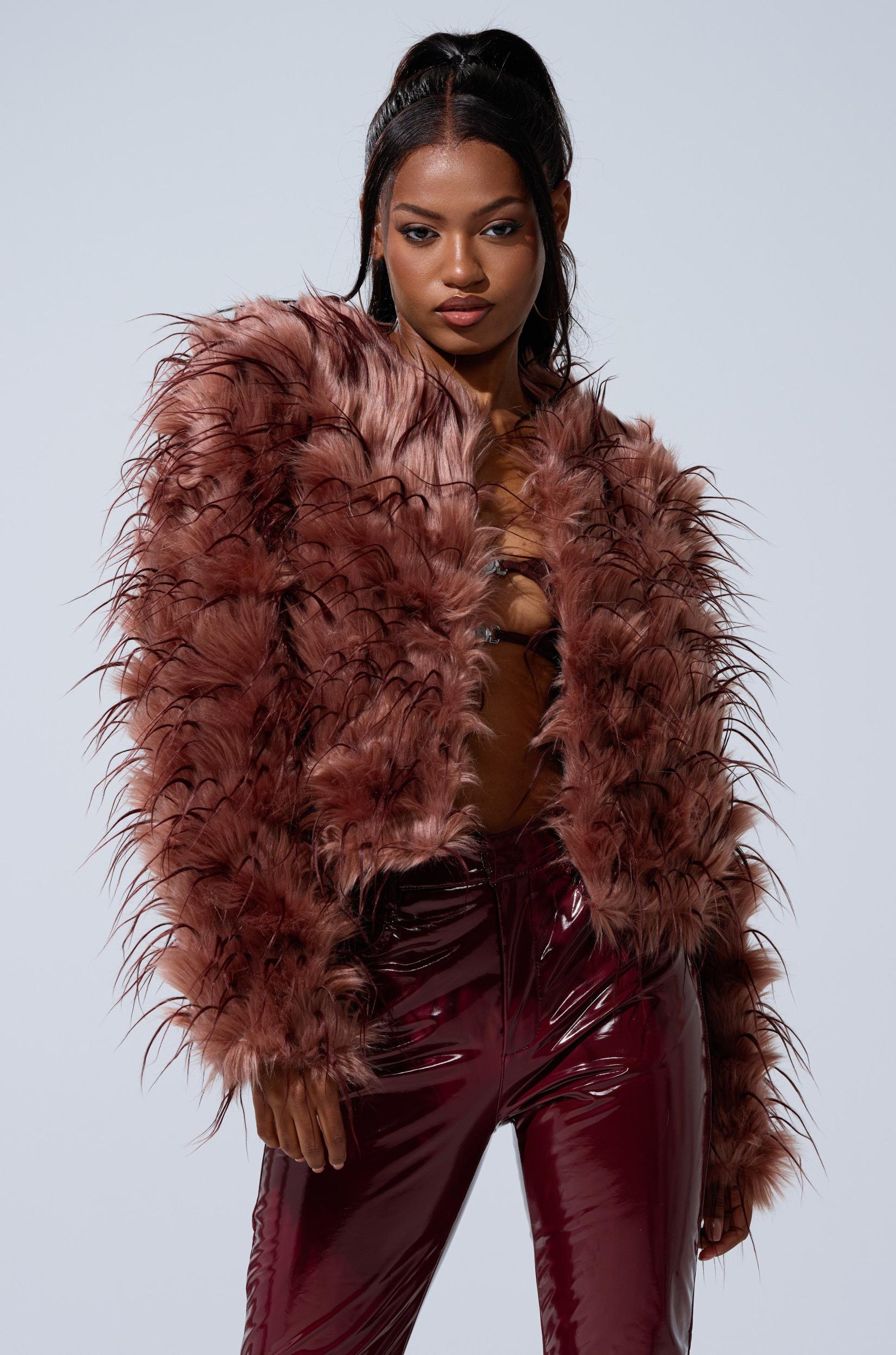 PIPER TEXTURED FAUX FUR COAT Product Image
