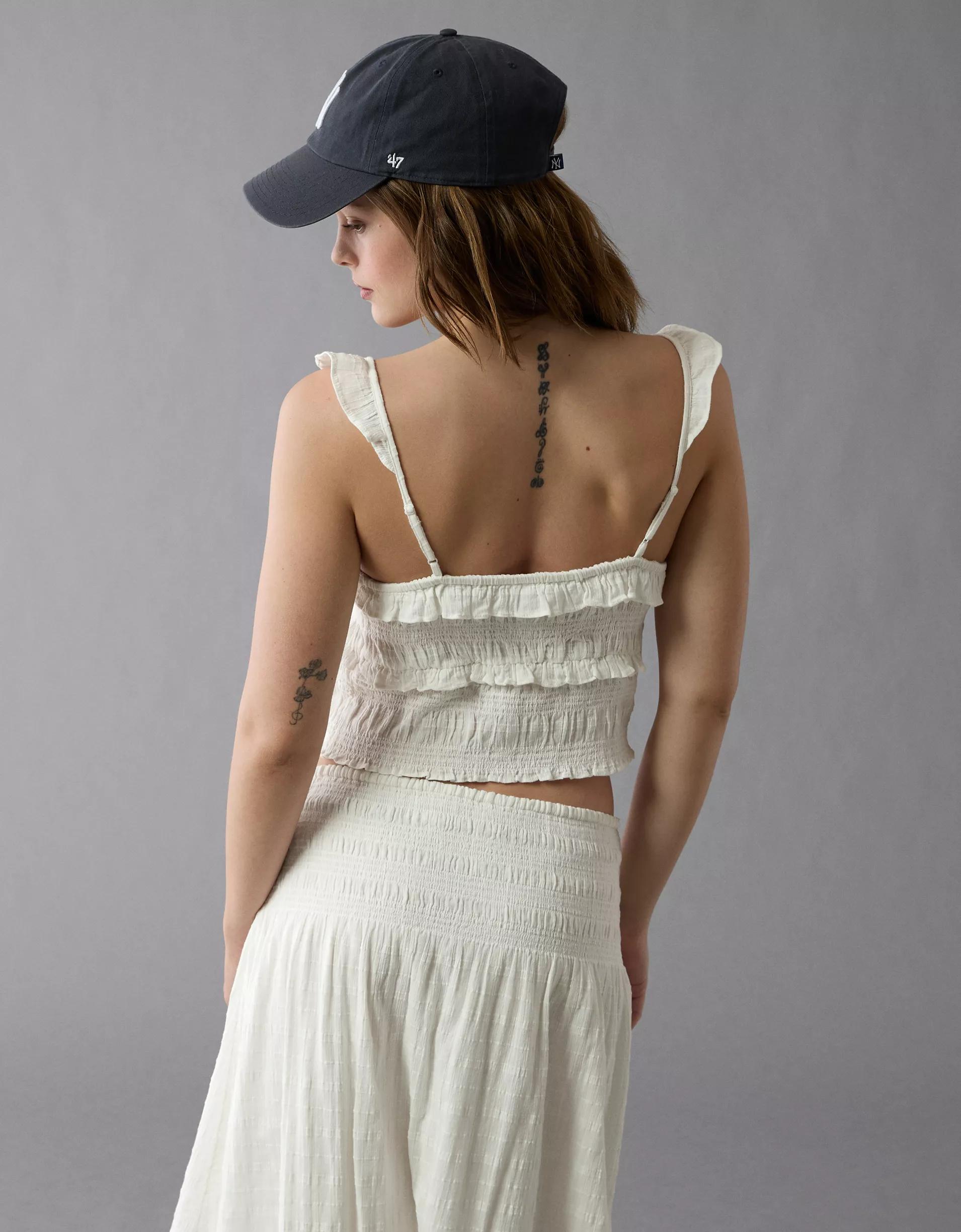 AE Smocked Ruffle Tank Top Product Image