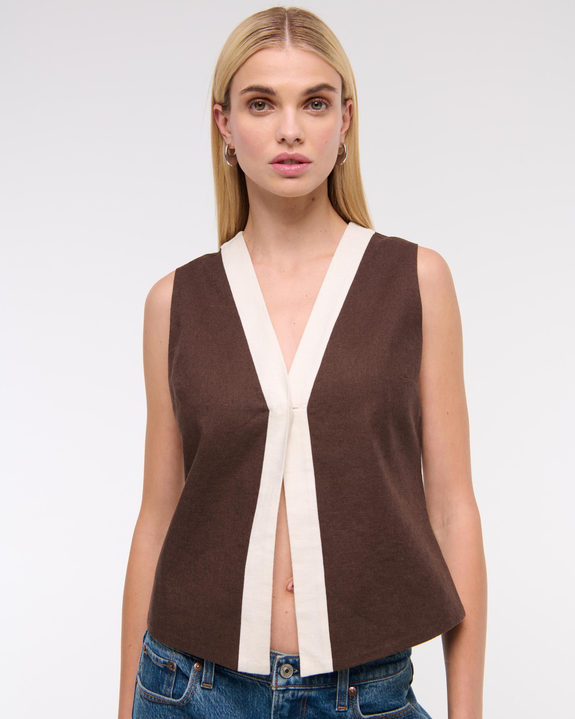 Linen-Blend Vest Product Image