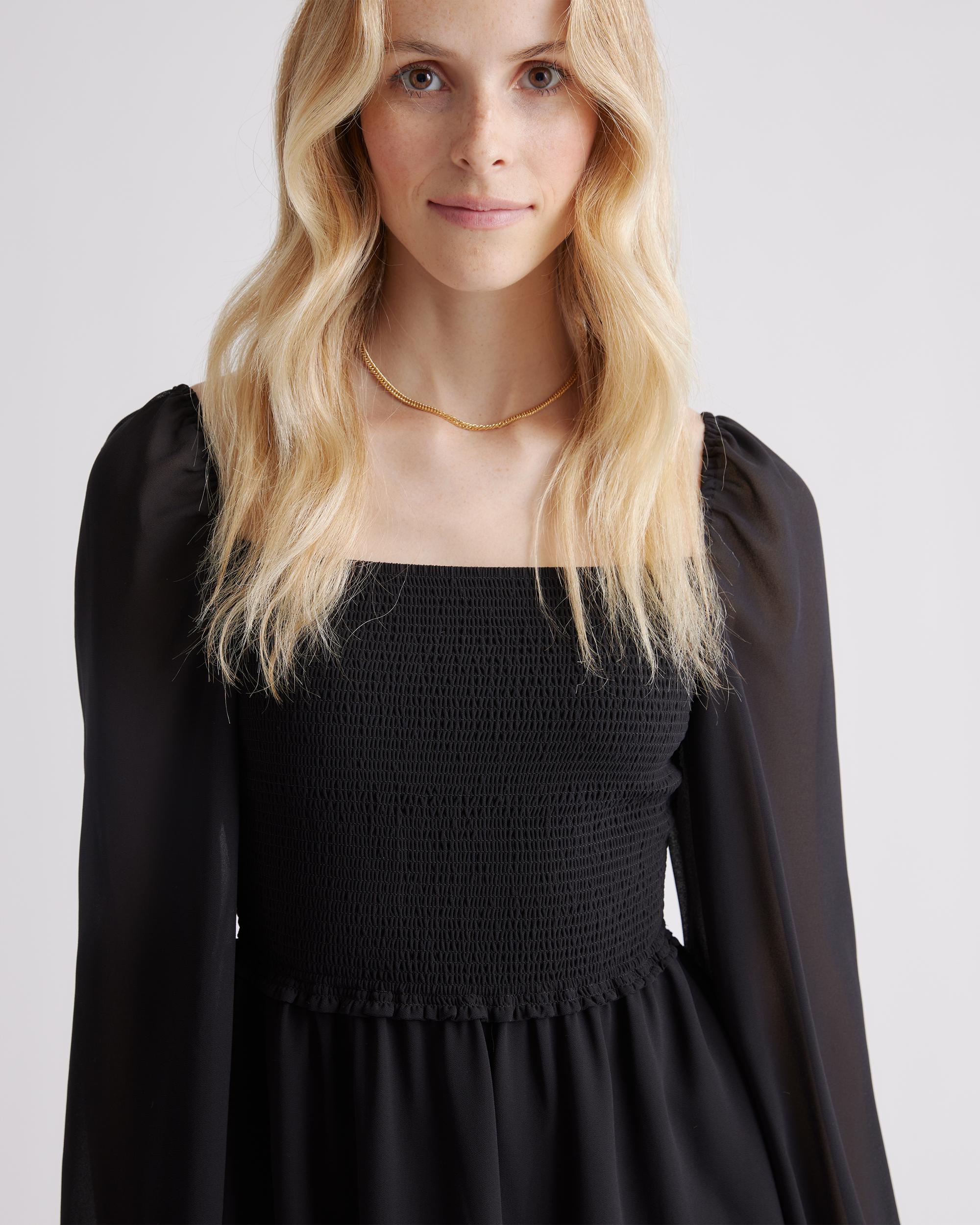 Quince | Women's Chiffon Smocked Mini Dress Recycled Polyester Product Image