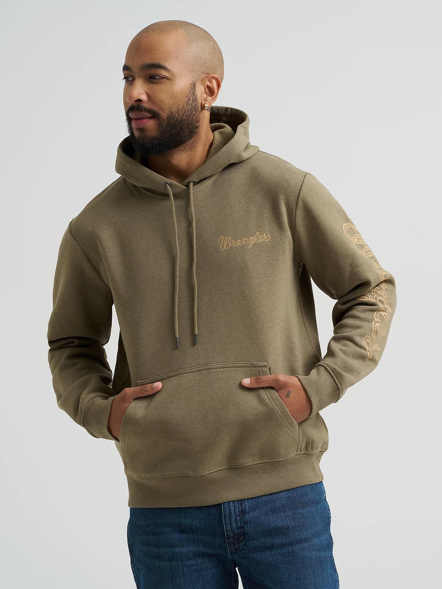 Men's Wrangler® Rope Logo Hoodie in Burnt Olive Product Image