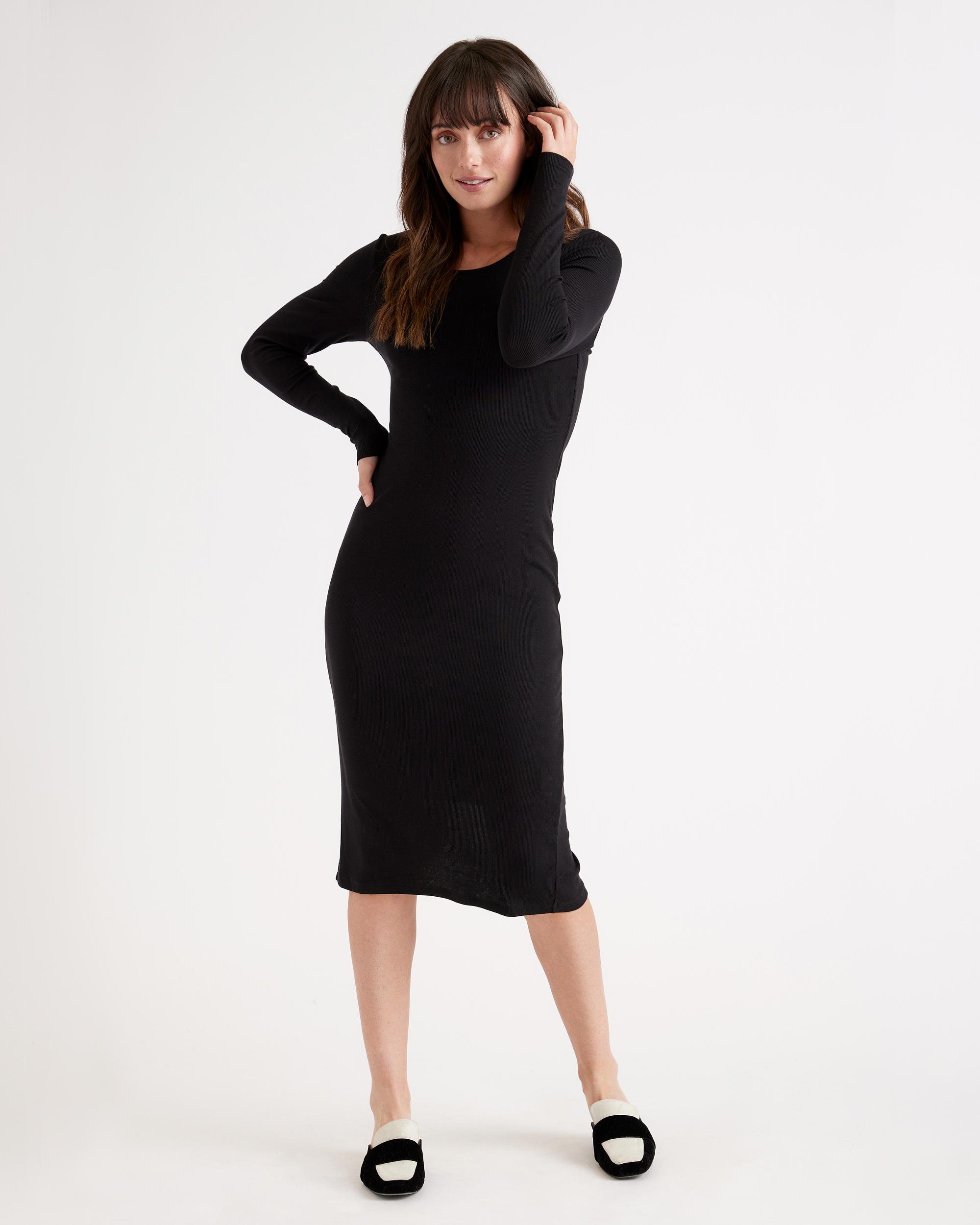 Quince | Women's Tencel Rib Knit Long Sleeve Dress Product Image