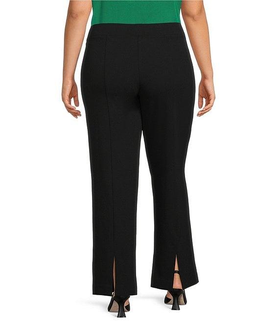 Ming Wang Plus Size Deco Stretch Crepe Back Slit Hem Pants Product Image
