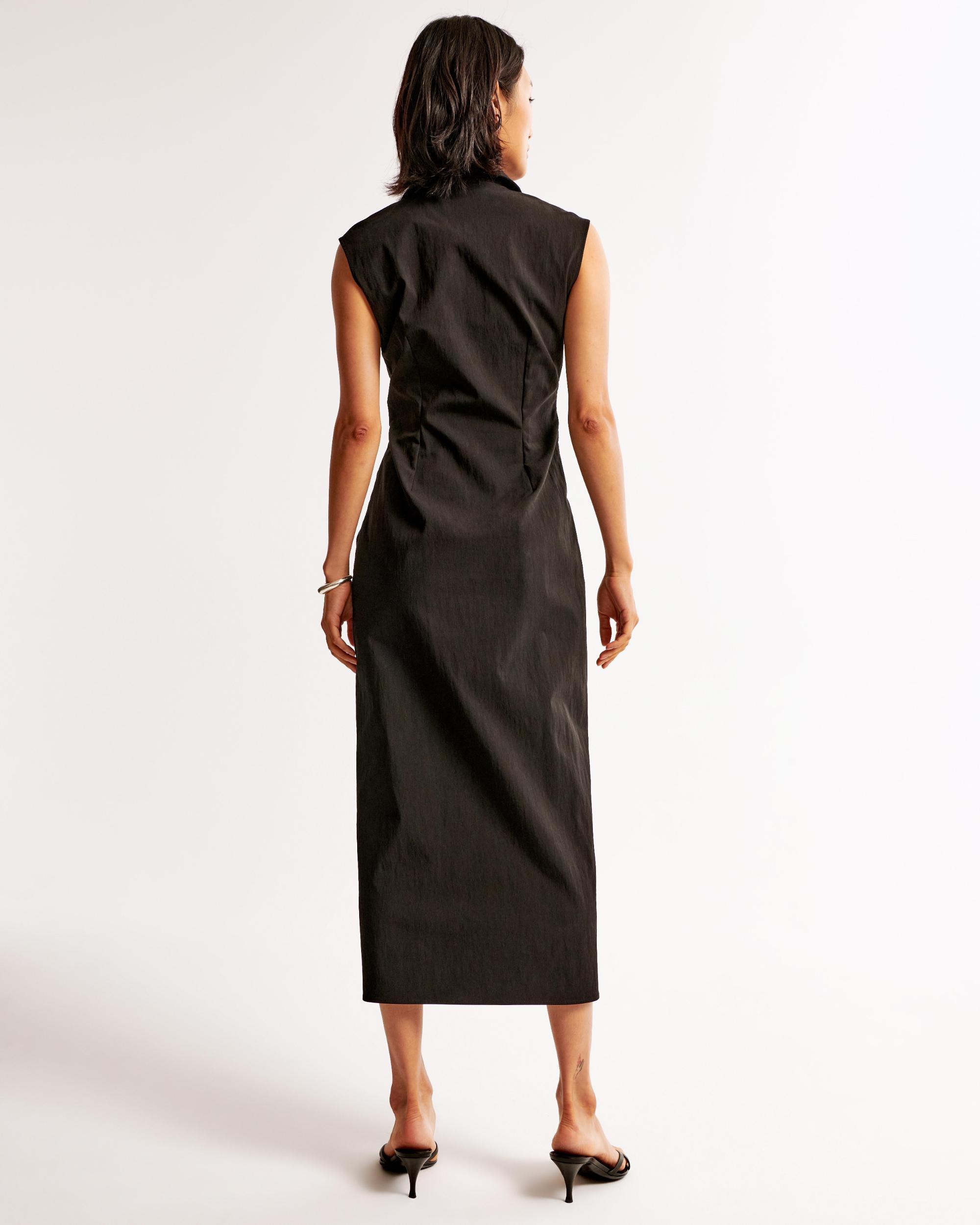 Collared Zip-Up Midi Dress Product Image