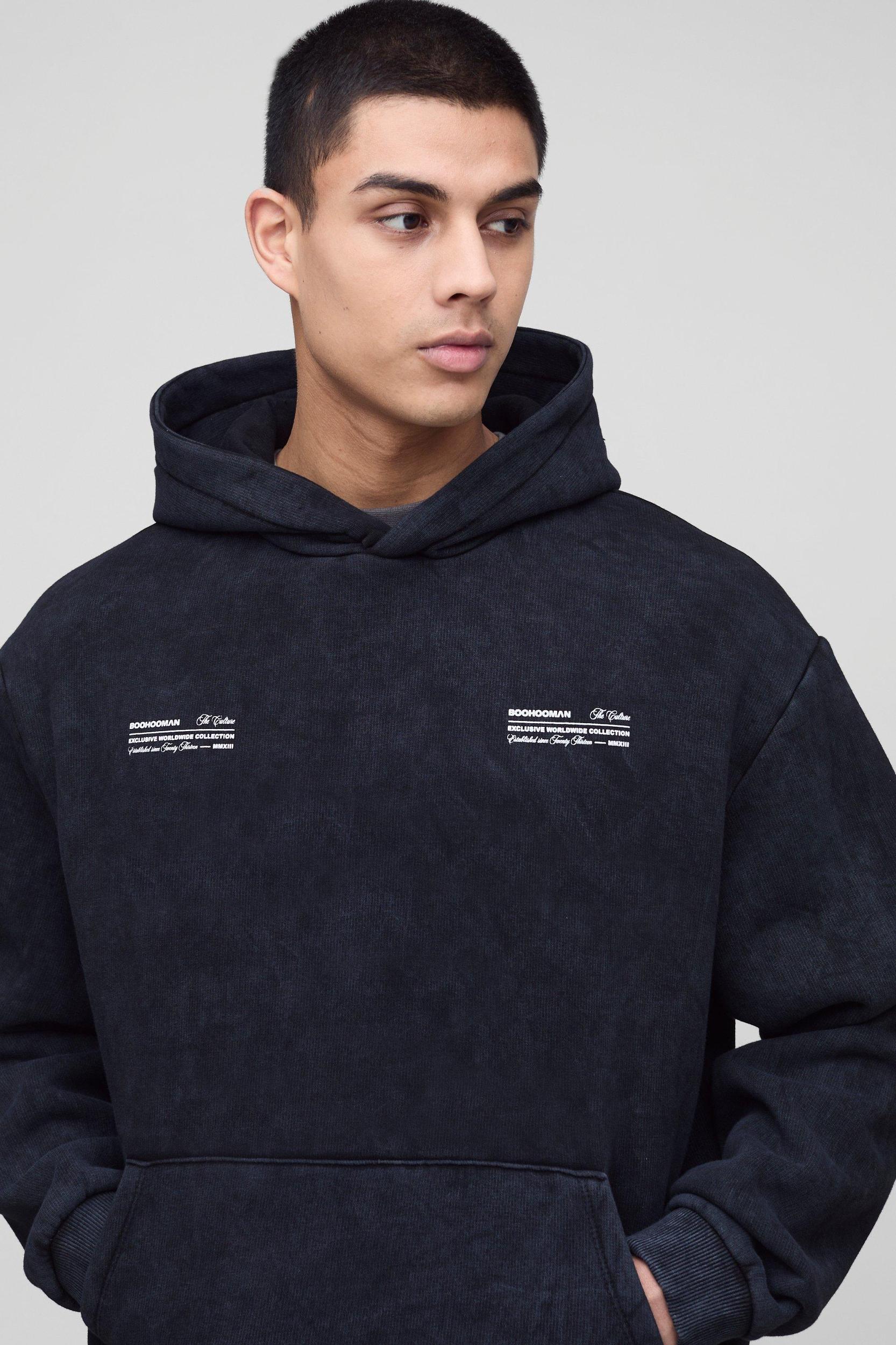 Tall Oversized Boxy Man Wash Hooded Tracksuit | boohooMAN USA Product Image