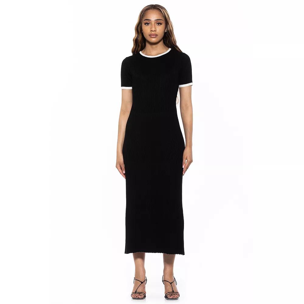 Women's ALEXIA ADMOR Keiko Crew Neck Fit And Flare Knit Dress, Size: Large, Black Product Image