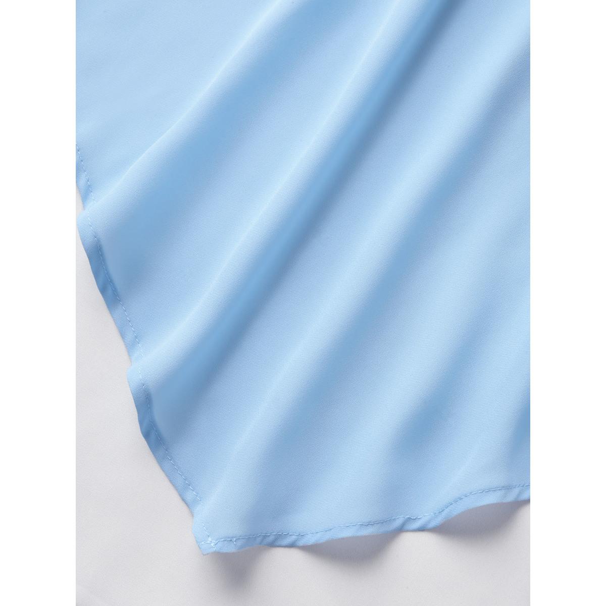 Plus Size Soft Color Contrast Ribbon Tank Top Women LightBlue Woven ribbon&lace trim Non Everyday-Elegant Tank Tops Camis BloomChic 14-16/1X Product Image