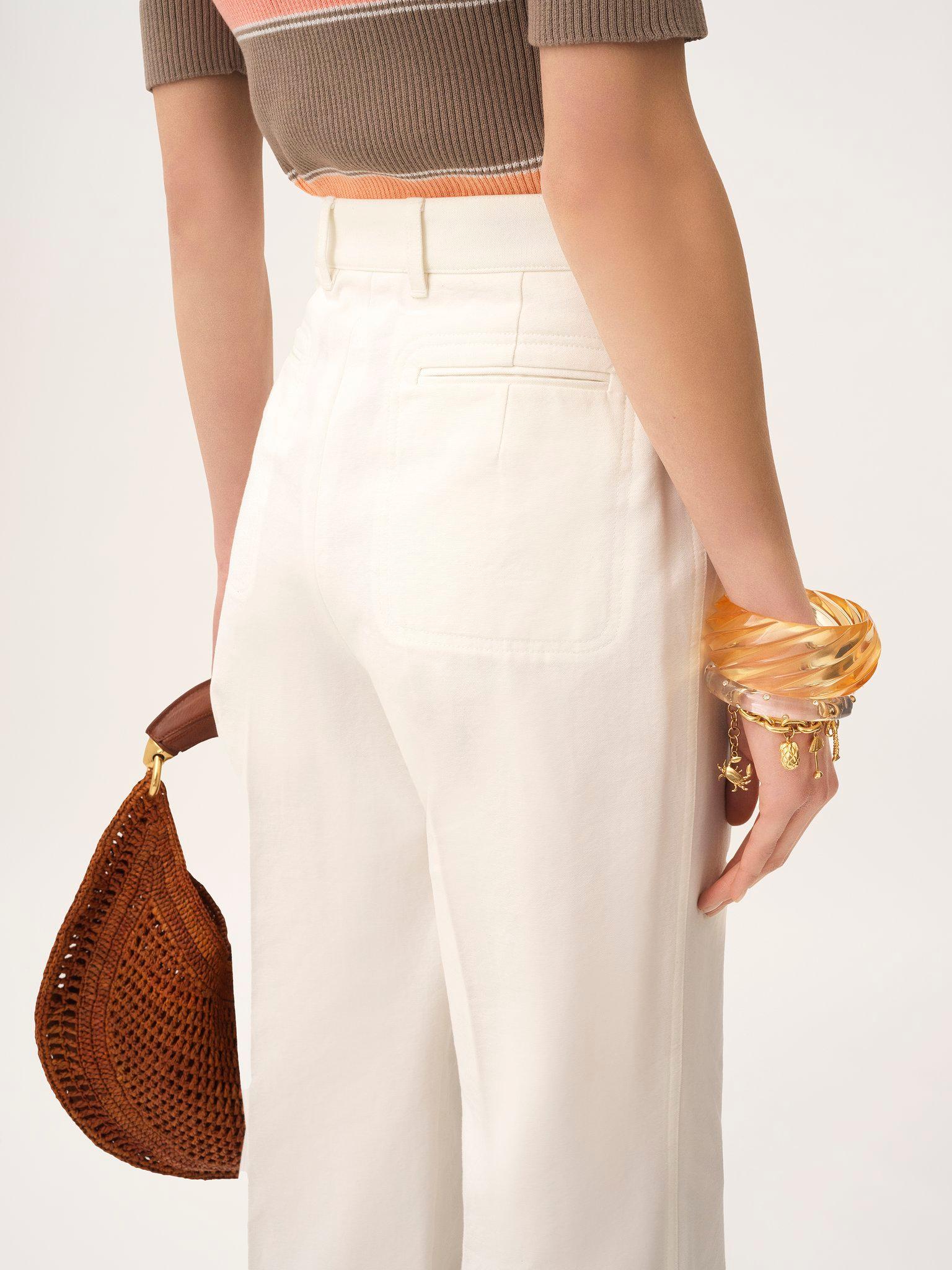 High-rise flared pants in cotton canvas Product Image