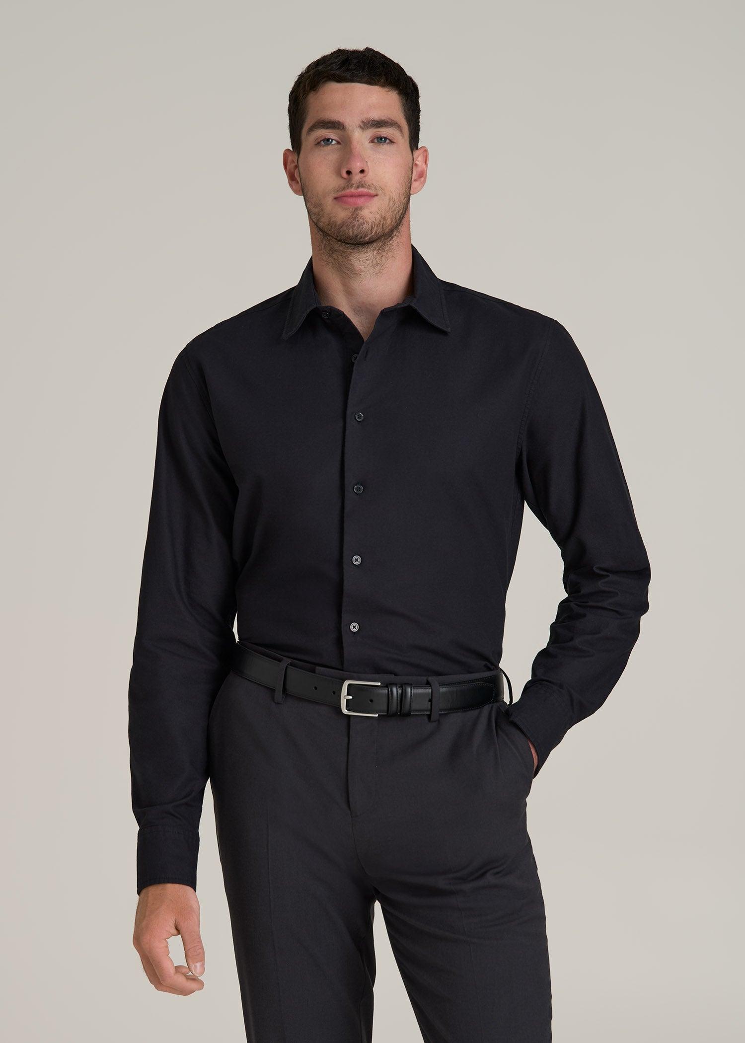 Pinpoint Oxford Shirt for Tall Men in Black Male Product Image