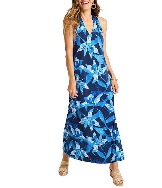 Tommy Bahama Sandy Seaside Brights Carmela Sheath Halter V-Neck Sleeveless Maxi Dress Product Image