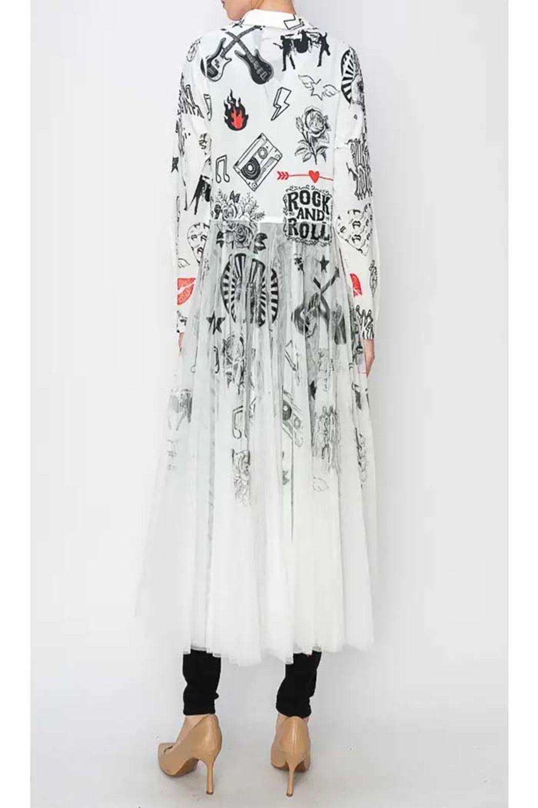 Cardigan Blazer with Long Mesh Layer Product Image