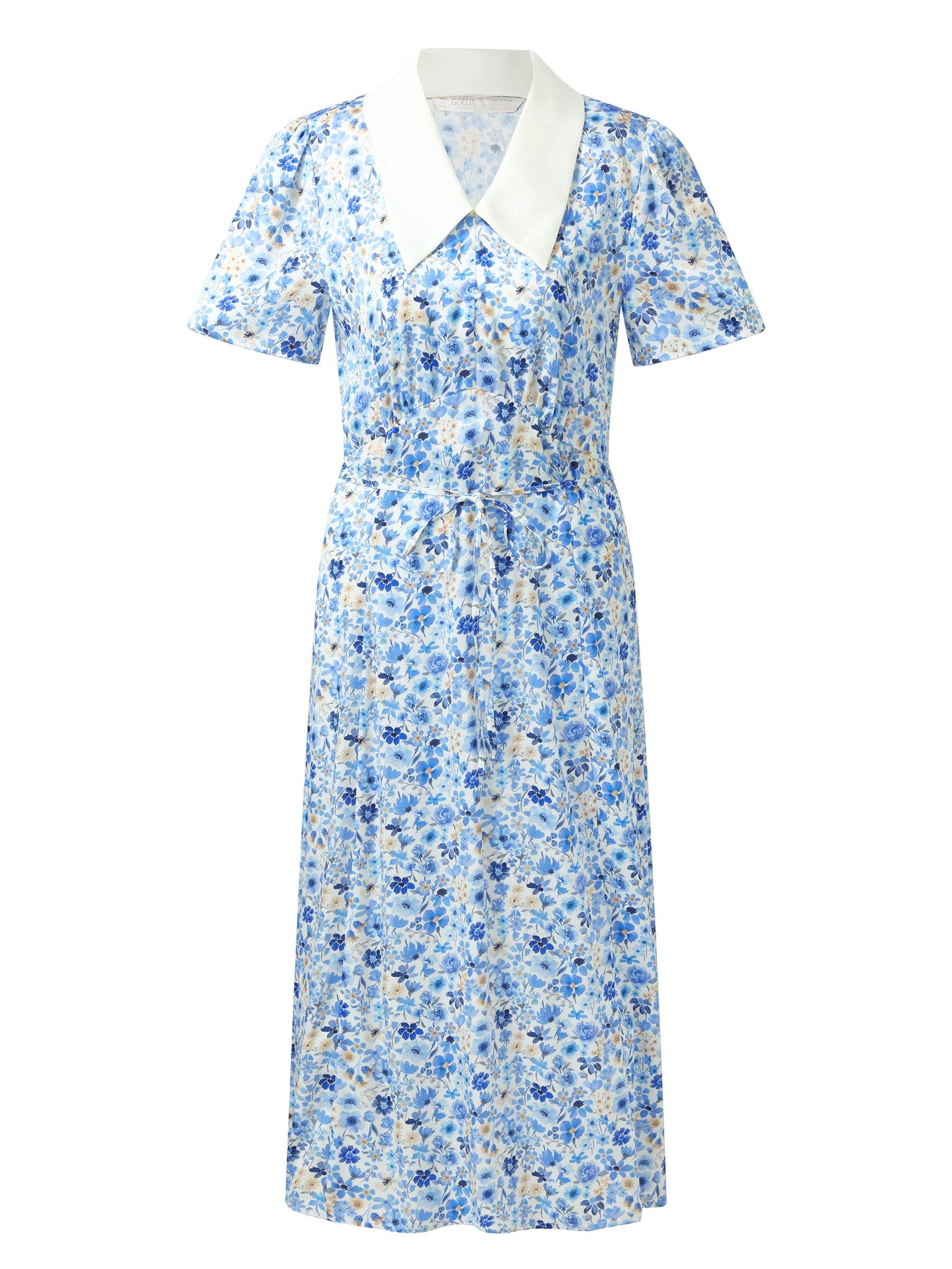 19MM Mulberry Silk Floral Print Women Midi Dress Product Image