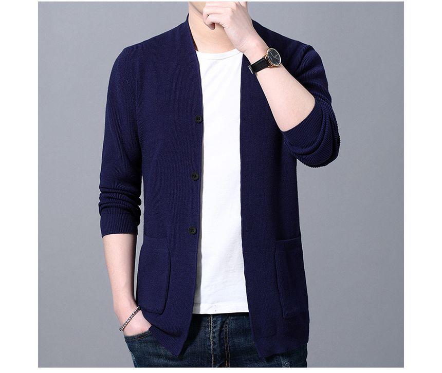 V-Neck Plain Cardigan Product Image
