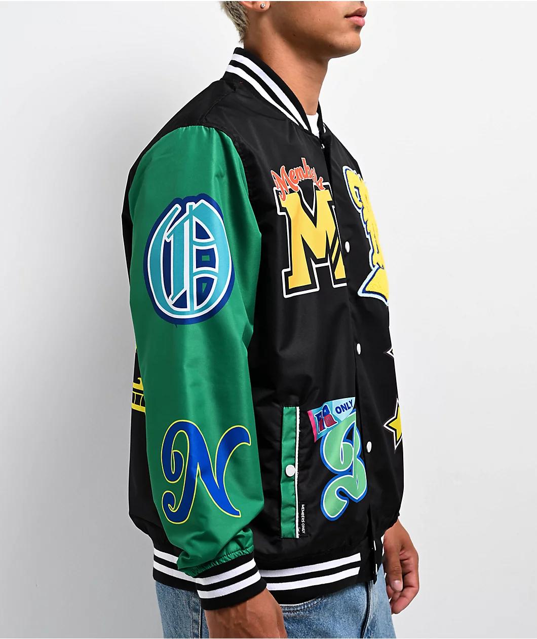 Members Only Black & Green Varsity Jacket Product Image