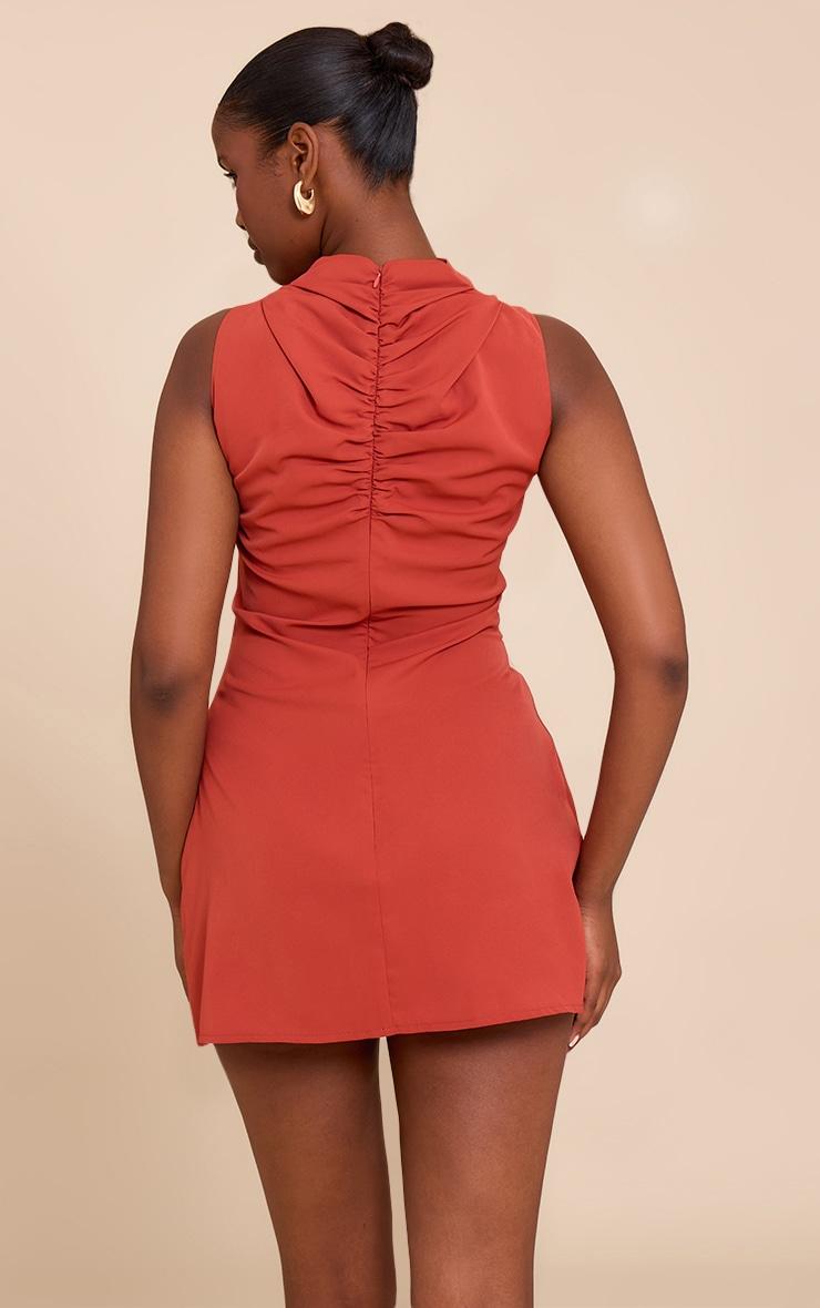 Burnt Orange Trim Shift Mini Dress Product Image