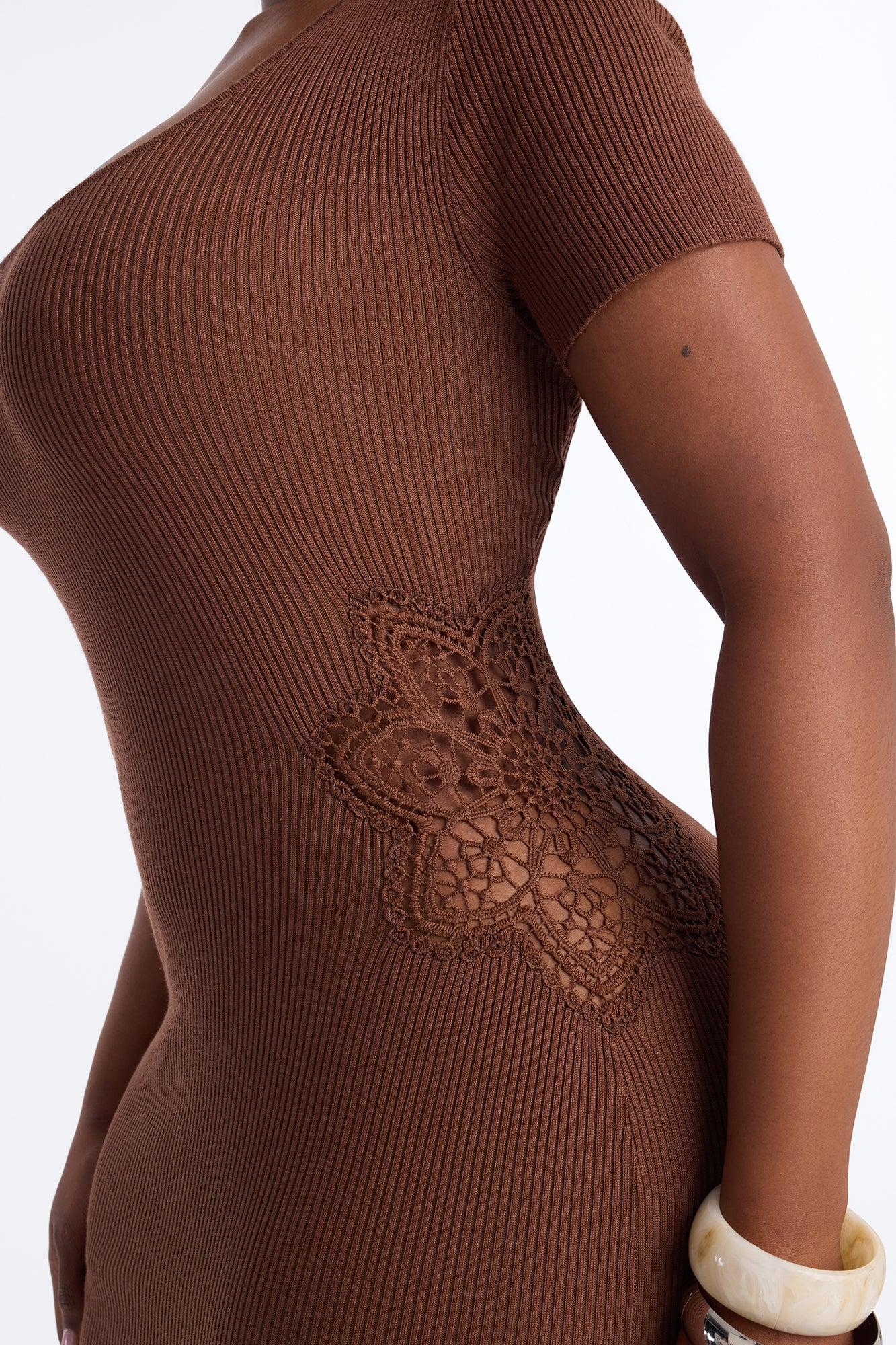 Zariah Ribbed Maxi Dress - Brown Female Product Image