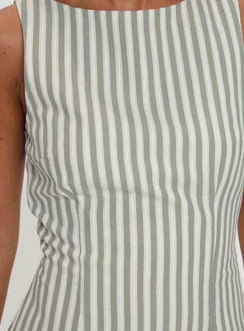 Alfalfa Shift Mini Dress Green Stripe Product Image