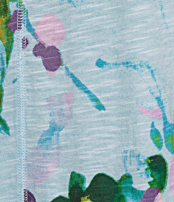 Westbound Distressed Foulard Print Short Sleeve V-Neck Top Product Image