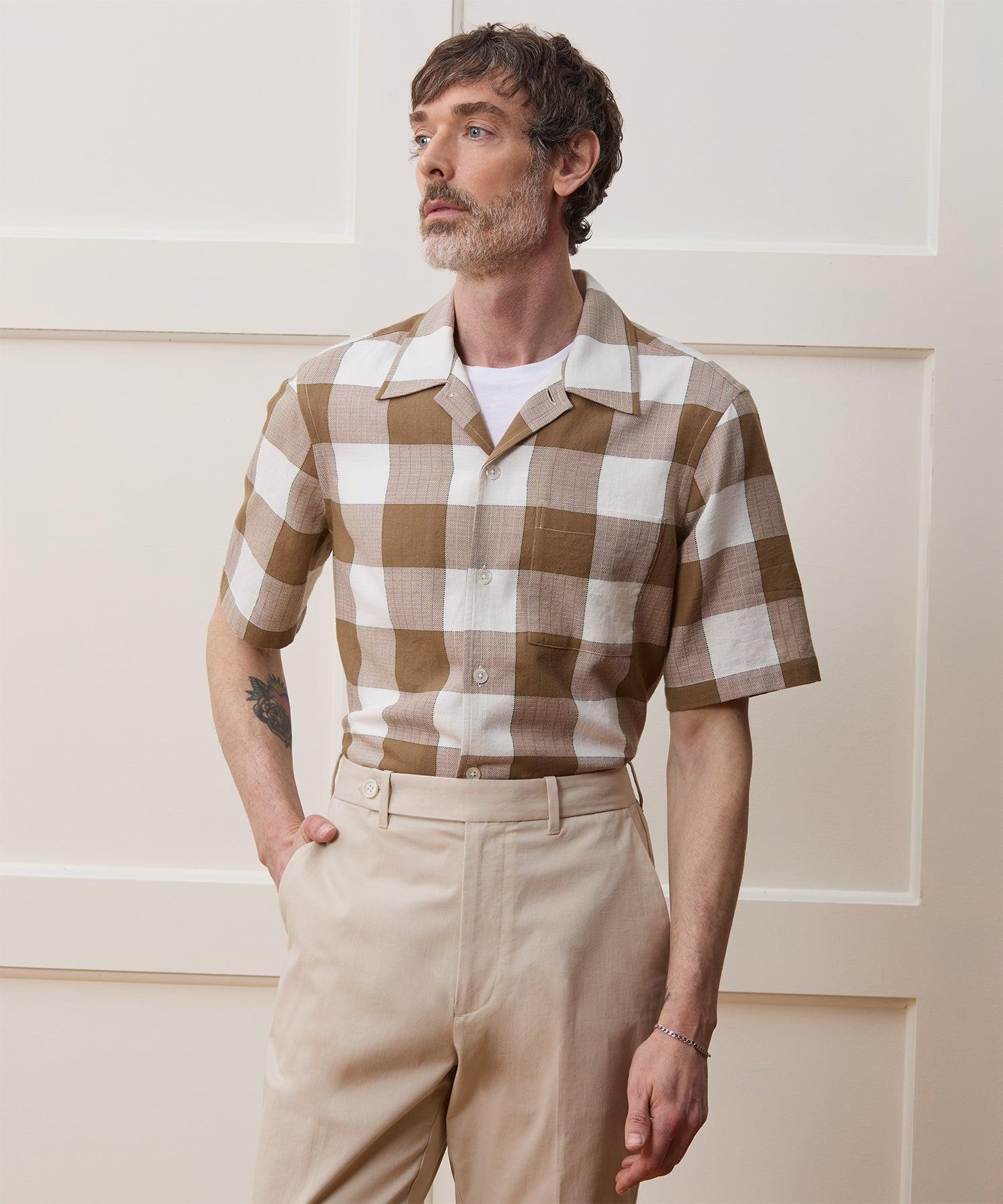 Cotton Check Camp Collar Shirt Product Image