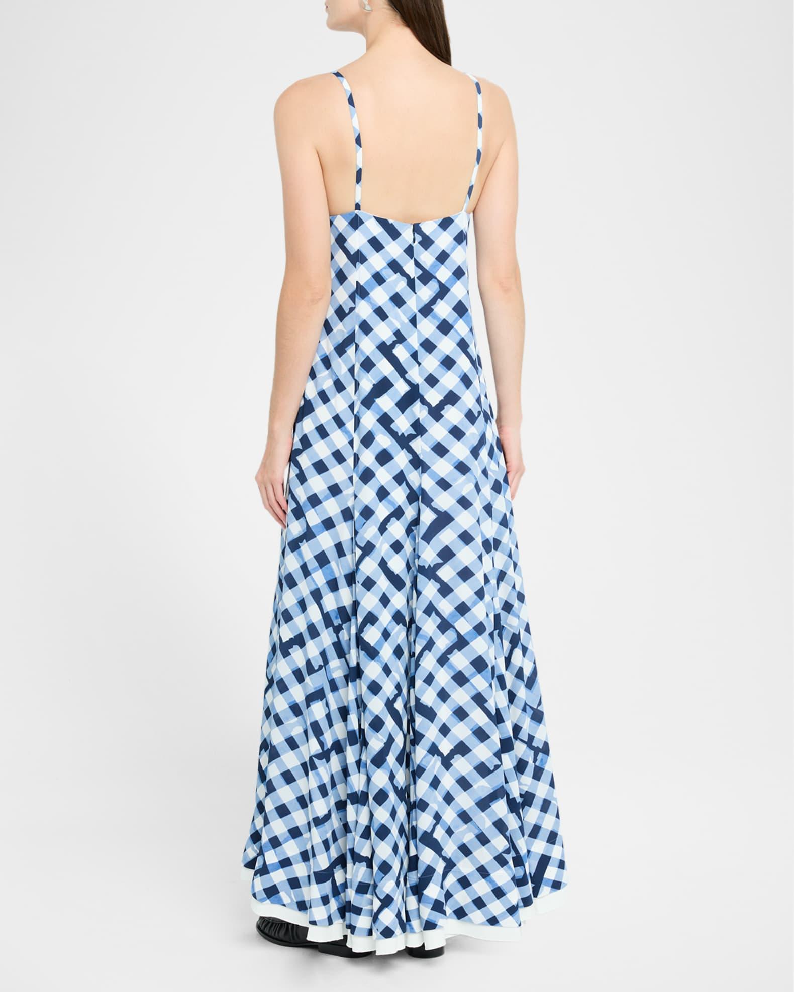 June Check-Print Crepe De Chine Maxi Dress Product Image