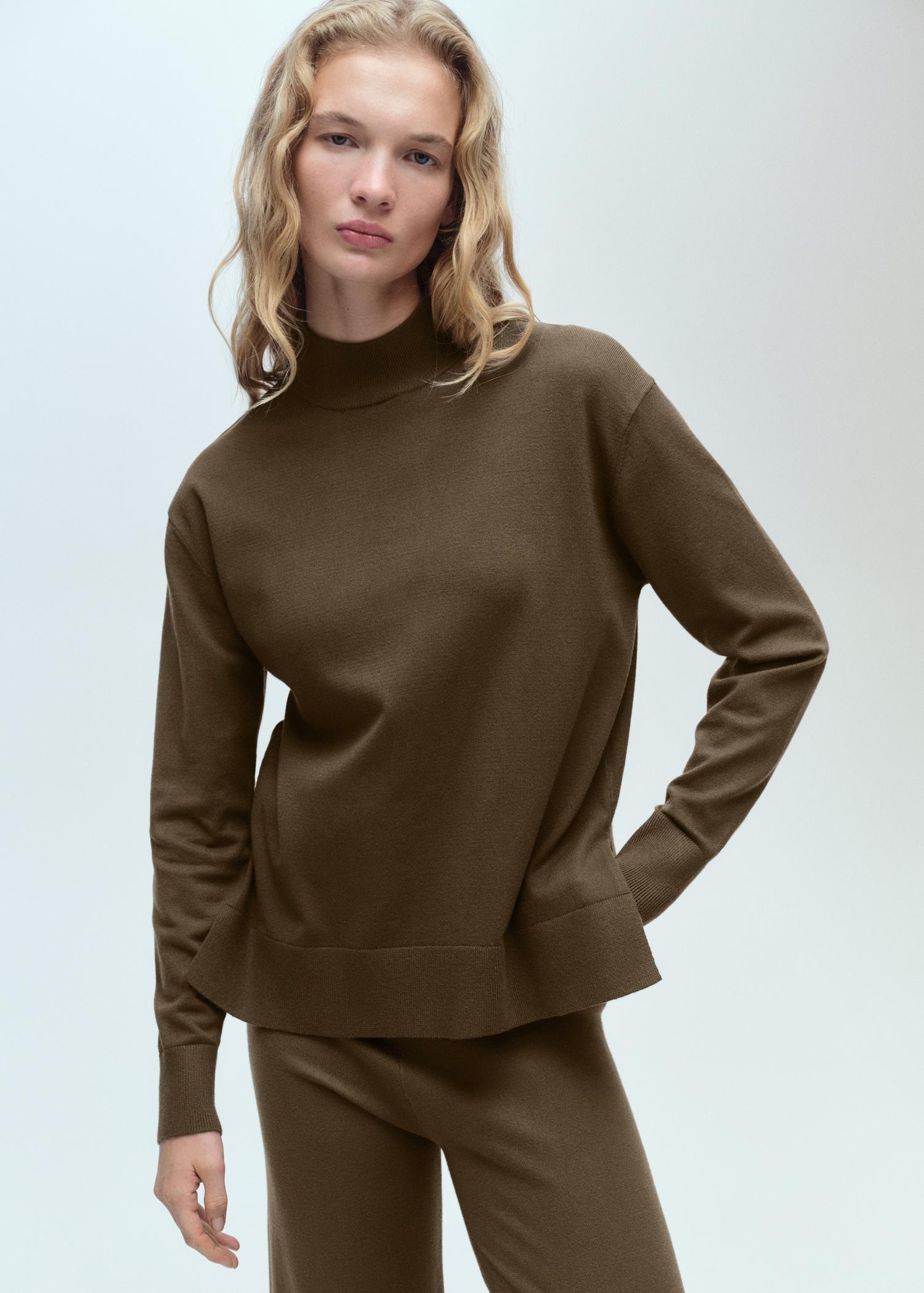 Perkins neck knitted sweater - Women | MANGO USA Product Image