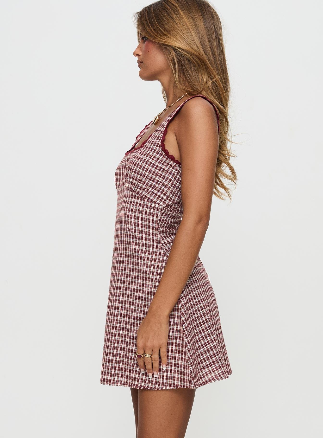 Dasha Mini Dress Red Check Petite Product Image