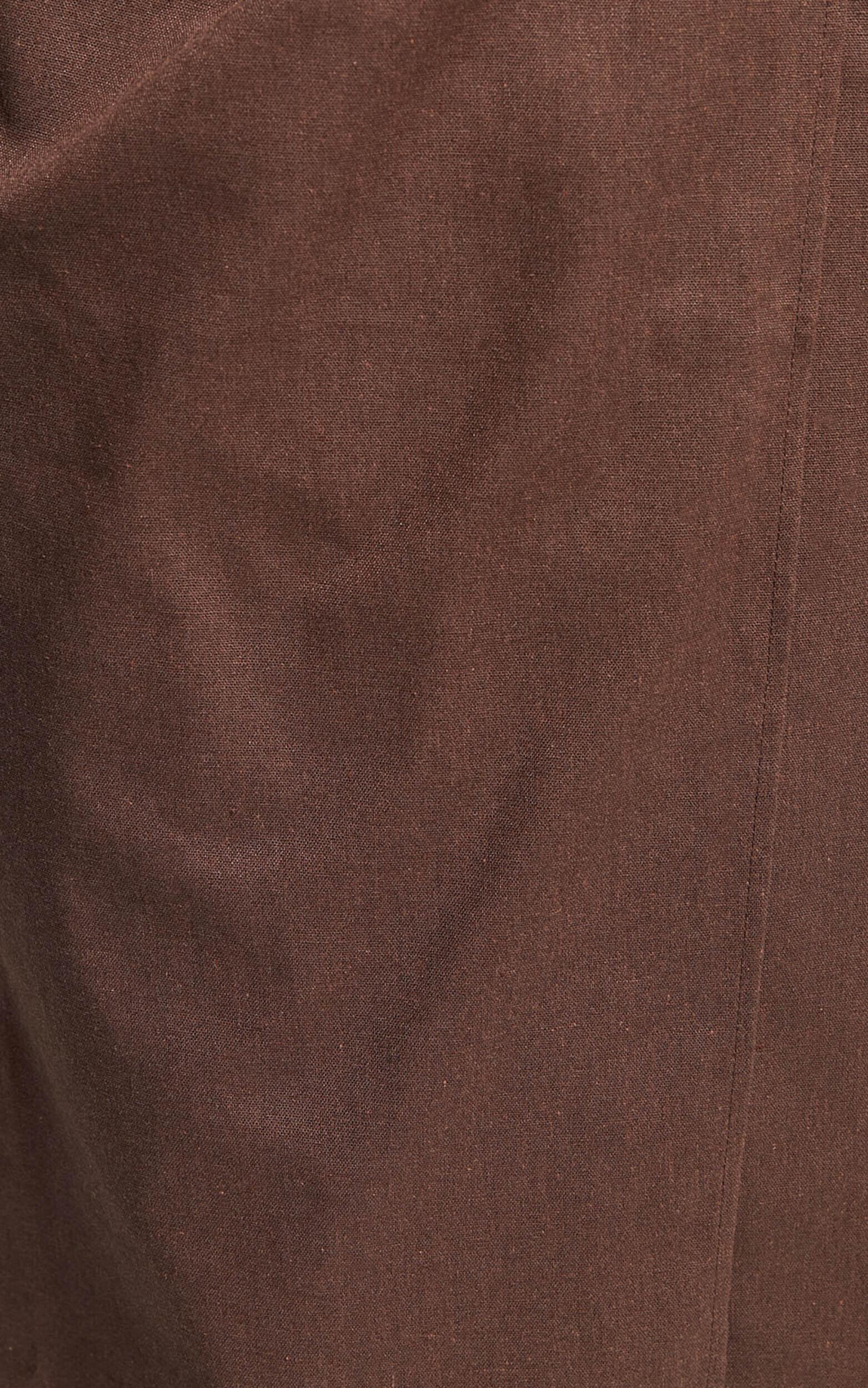 Genna Midi Skirt - Linen Look Wrap Skirt in Chocolate Product Image