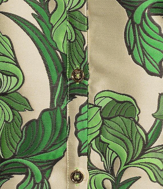 Buru Maxi Mod Printed Brocade Mock Neck Sleeveless Shift Maxi Dress Product Image