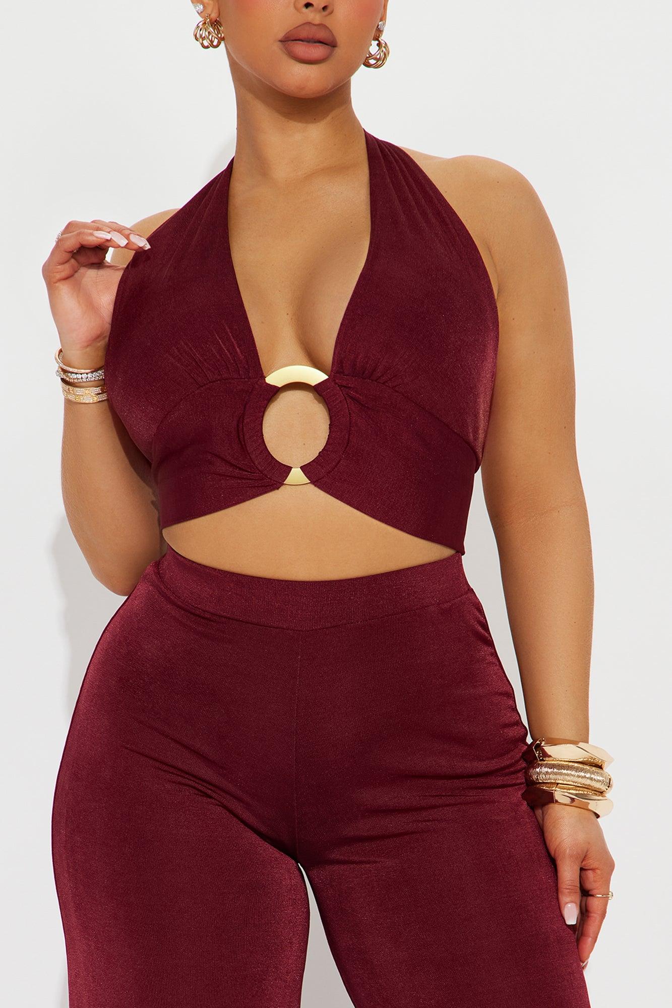 Fierce & Fabulous Pant Set - Burgundy Product Image
