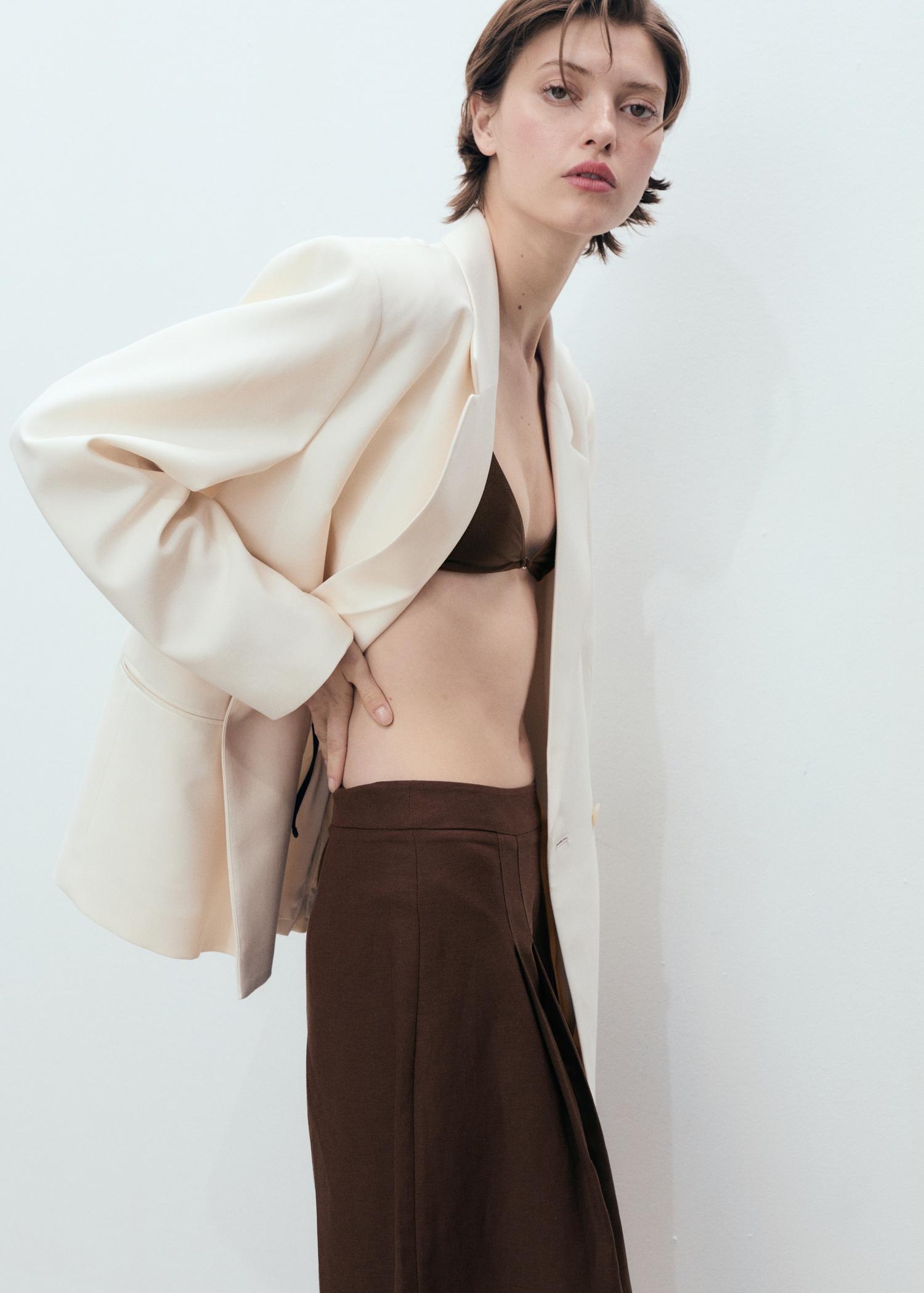 Linen-blend suit bermuda shorts - Women | MANGO USA Product Image