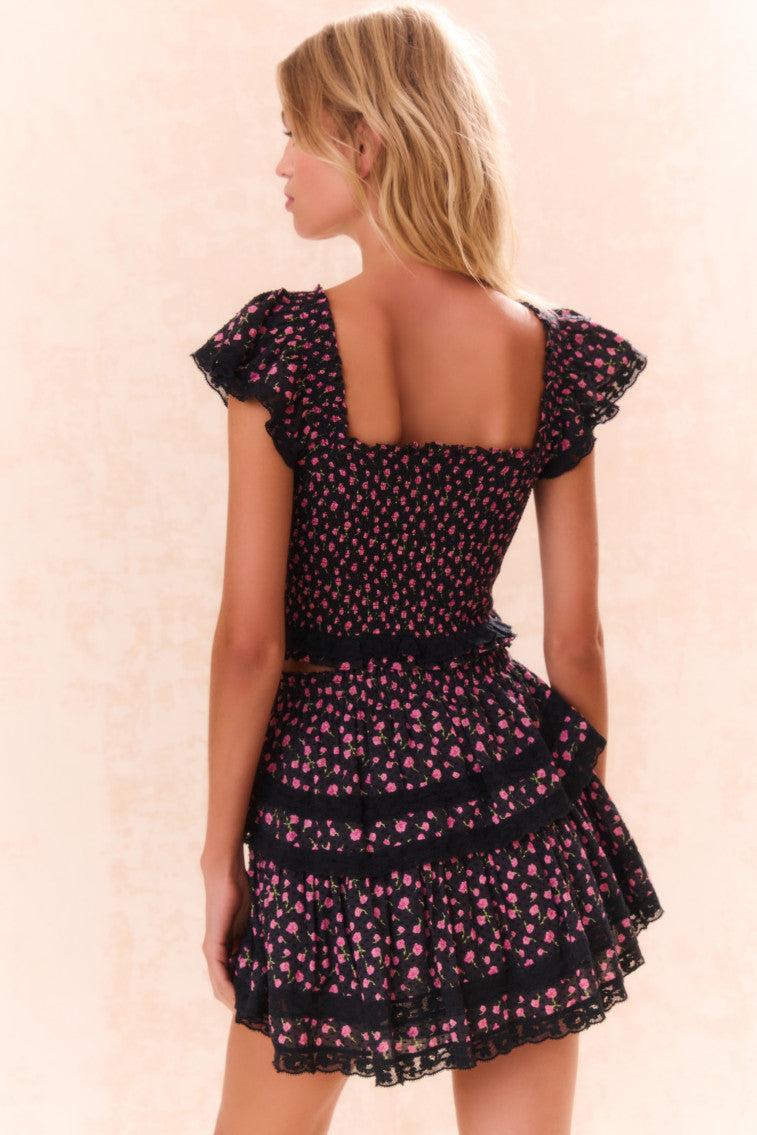 Ruffle Mini Floral Lace-Trimmed Skirt Product Image