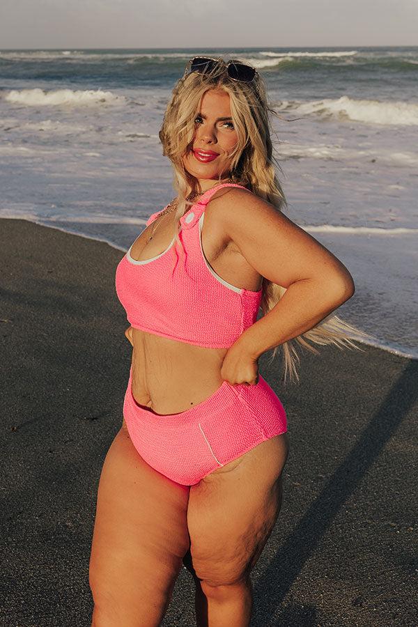 Sandy Sunset High Waist Seersucker Bikini Bottom Curves Product Image