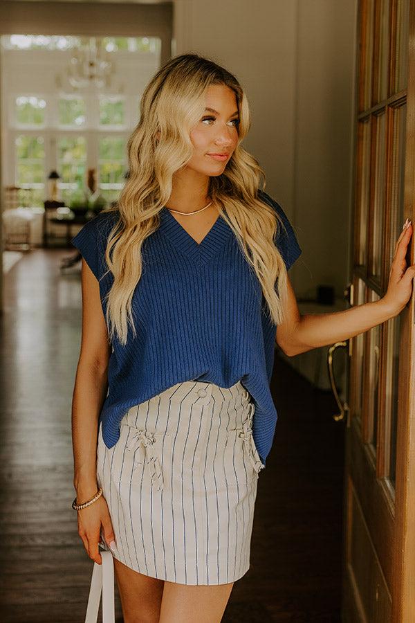 Chic Vibes Knit Vest Top in Navy Product Image