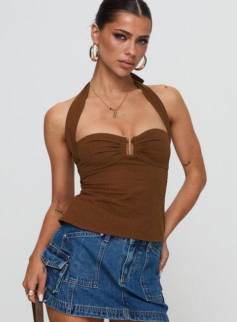 Isabetta Halter Top Chocolate Product Image
