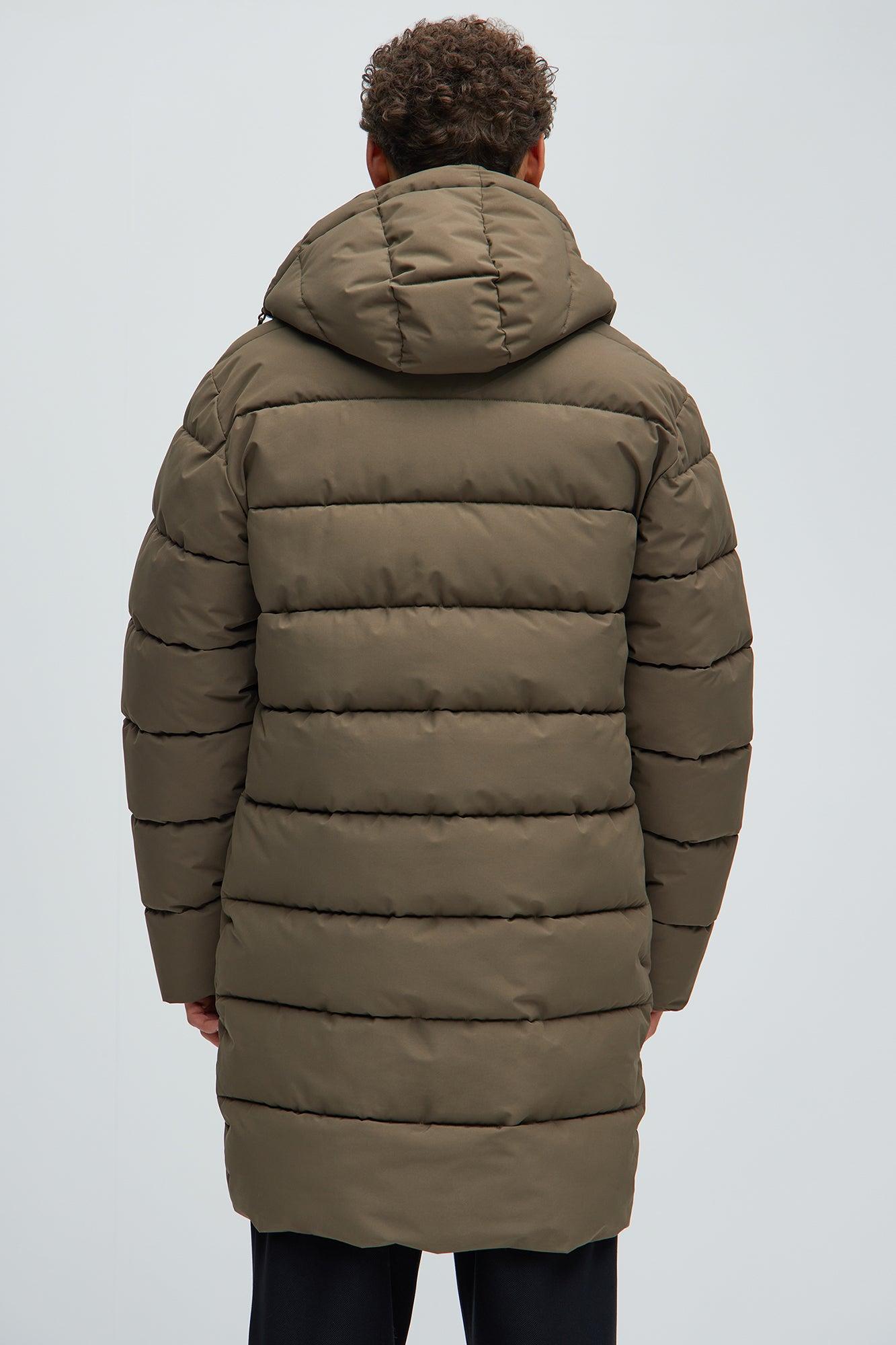 Flexin' Puffer Long Coat - Olive Product Image