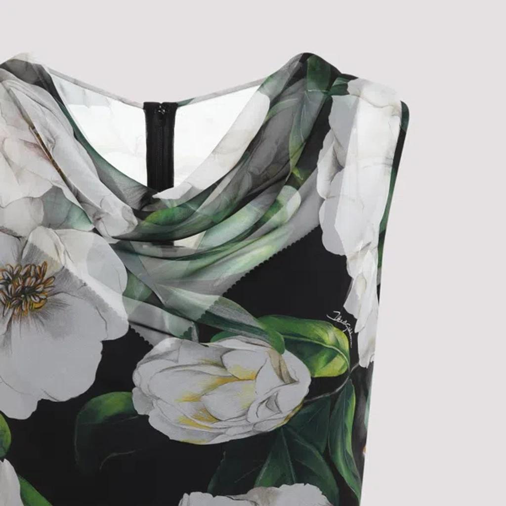 DOLCE & GABBANA Silk Dress With Floral Print Dresses Multicolor In Gardeniafnero Product Image