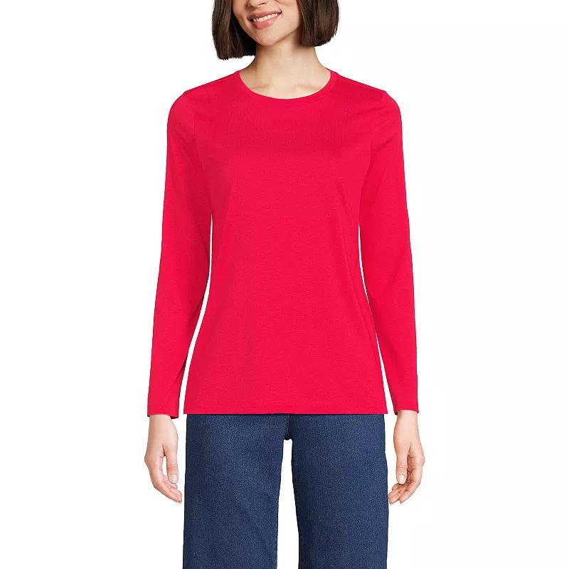 Petite Lands' End Relaxed-Fit Supima Long Sleeve Cotton Crewneck Tee, Women's,  Product Image