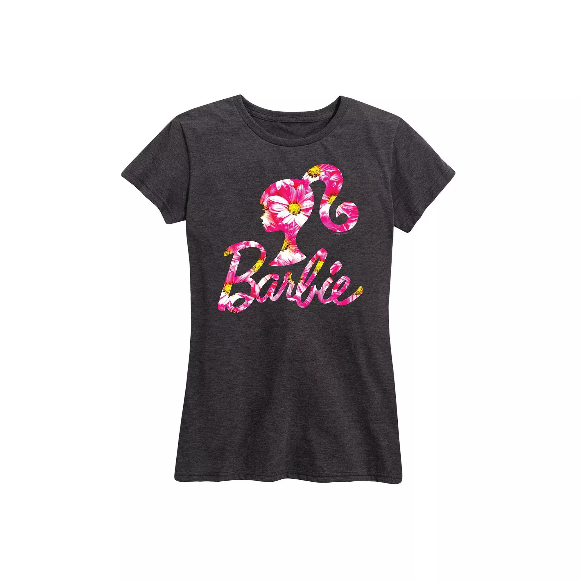 Women's Barbie Logo Pink Daisy Pattern Graphic Tee,  Product Image