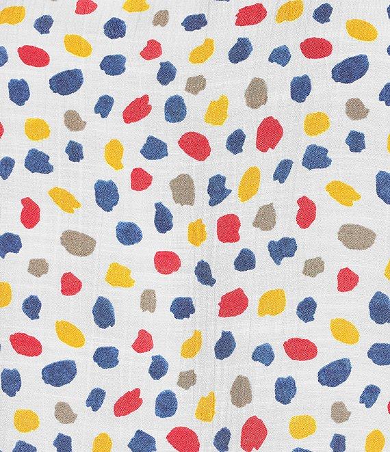 Multiples Printed Slub Crinkle Scoop Neck 3/4 Sleeve Hi-Low Hem Ruffle Top Product Image