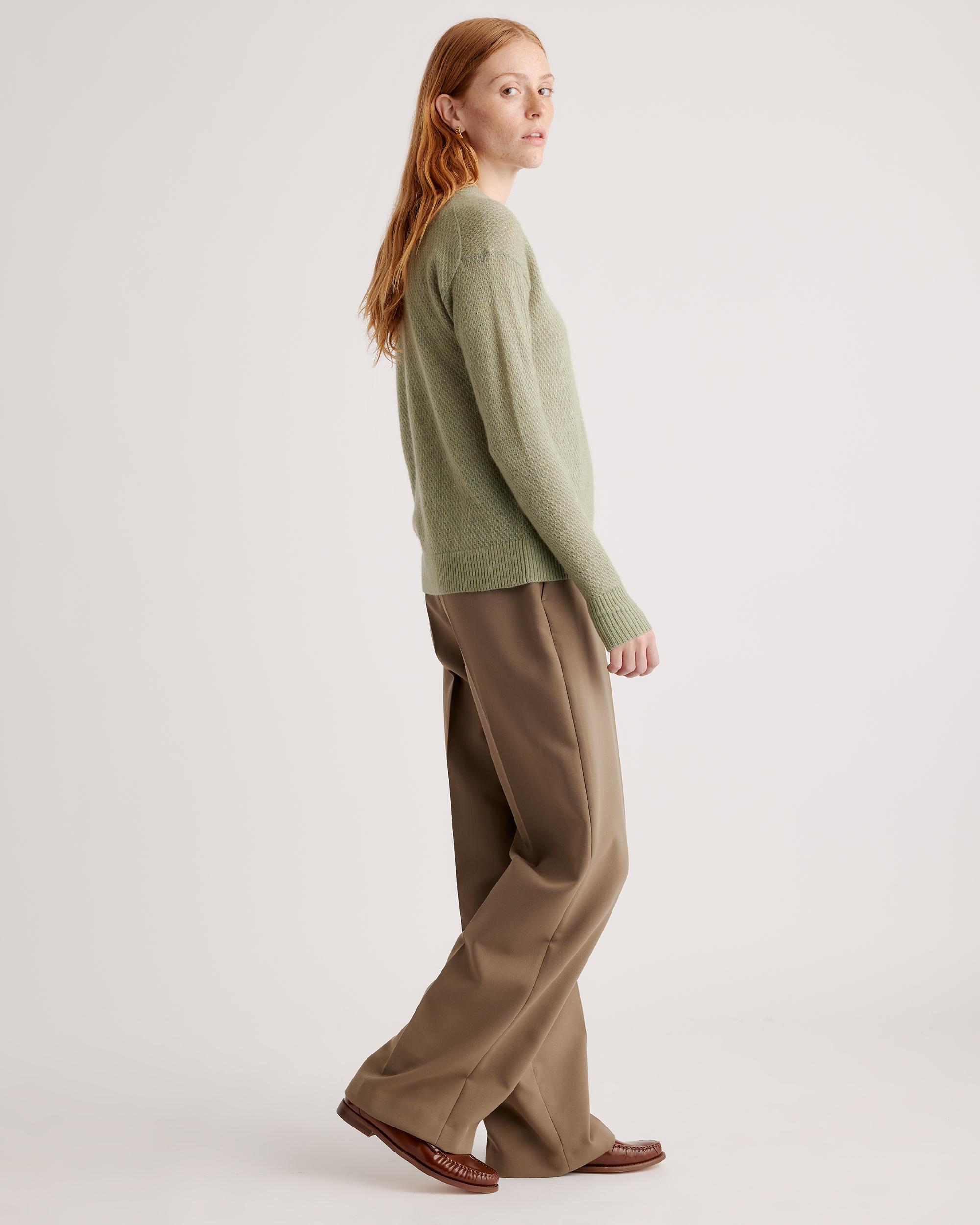 Quince | Women's Baby Alpaca-Wool Diamond Stitch Crew Neck Alpaca Sweater Size XL Product Image