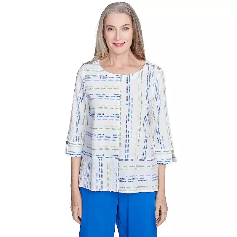 Women's Alfred Dunner Spliced Textured Jacquard Top, Size: XL, Blue Team Product Image