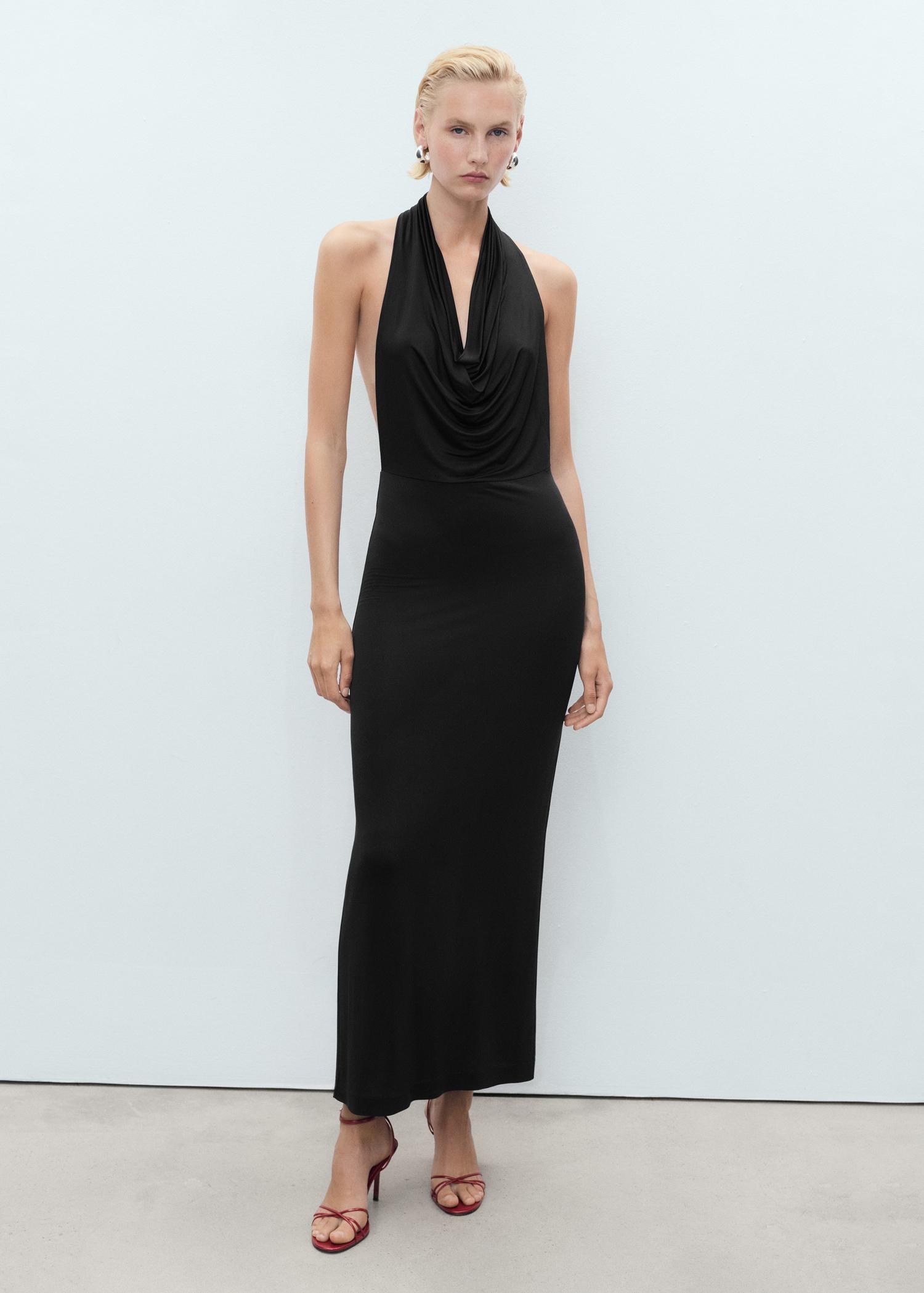 Draped open-back dress - Women | MANGO USA Product Image