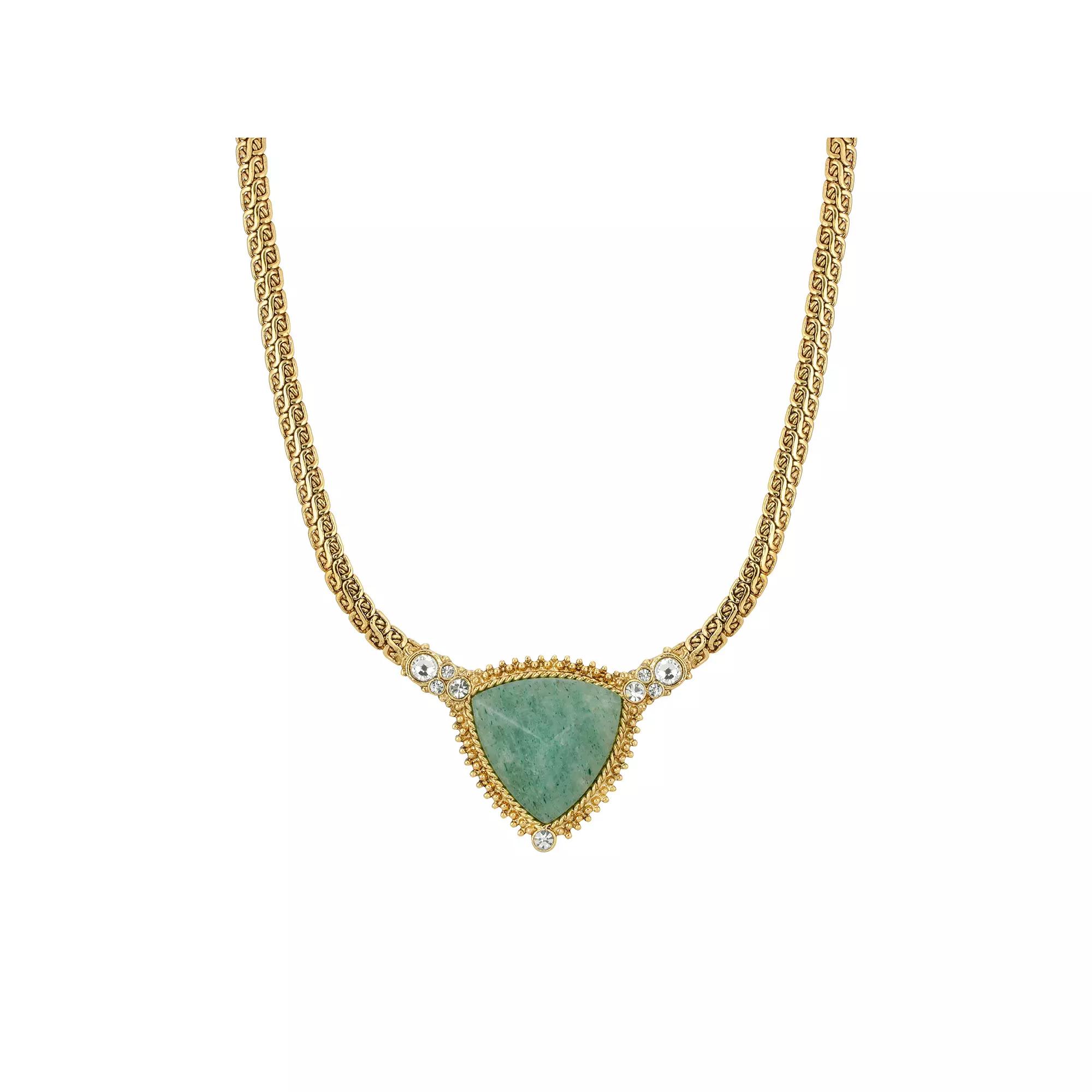 1928 Gold Tone Triangle Stone Pendant Necklace, Women's,  Product Image