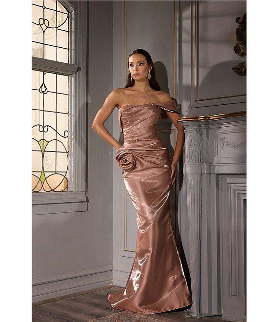 Terani Couture One Off-The-Shoulder Shimmer Sheath Gown Product Image